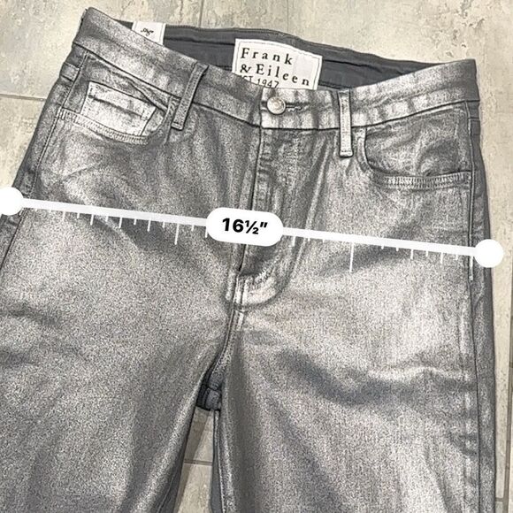 Frank & Eileen Sligo Italian Waxed Denim Jeans Size 29 Silver Metallic Dime - Picture 13 of 13